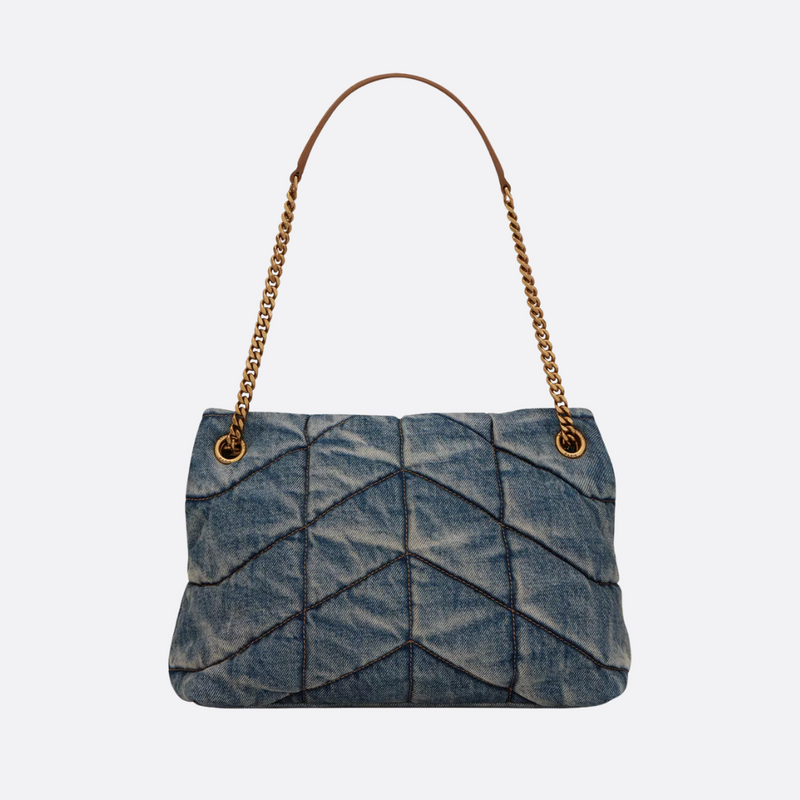 LOULOU PUFFER BAG IN QUILTED VINTAGE DENIM
