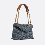LOULOU PUFFER BAG IN QUILTED VINTAGE DENIM