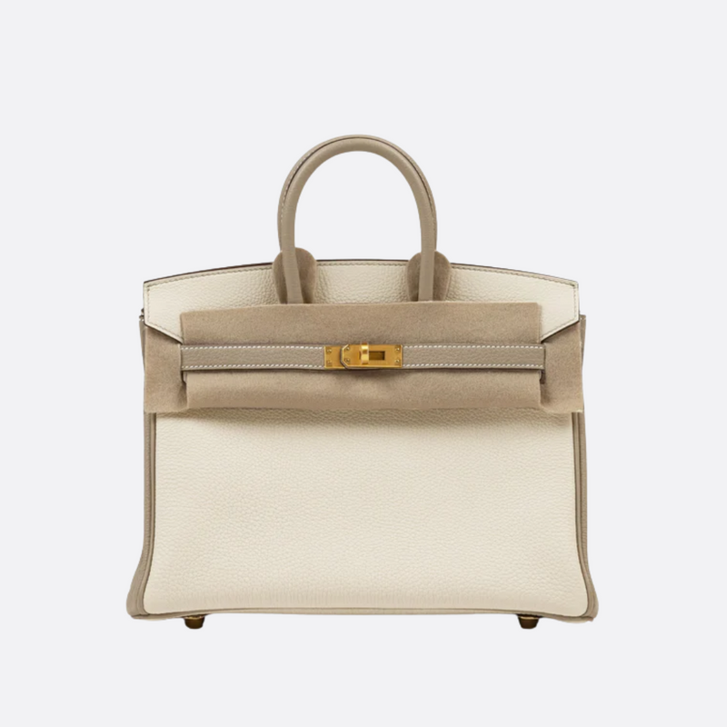 HERMÈS BIRKIN 25 HSS CRAIE/GRIS TOURTERELLE IN TOGO LEATHER WITH BRUSHED GOLD HARDWARE