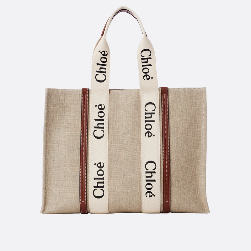 LARGE WOODY BAG IN LINEN BY CHLOÉ