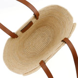 CELINE CLASSIC SMALL BASKET WITH WOVEN TRIOMPHE IN RAFFIA AND CALFSKIN