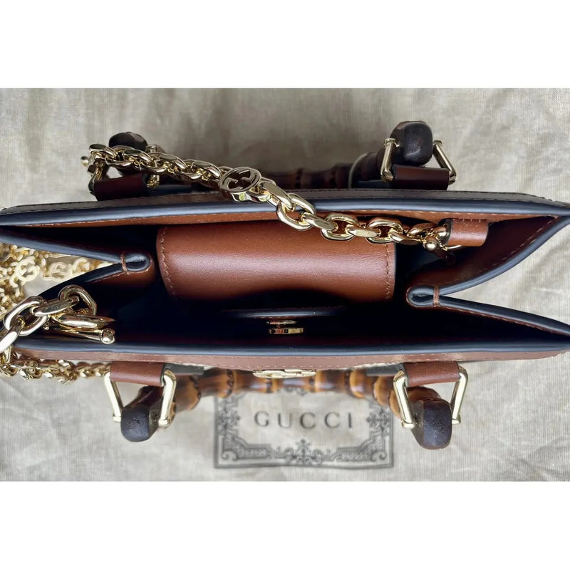 GUCCI DIANA SMALL TOTE BAG WITH CRYSTALS