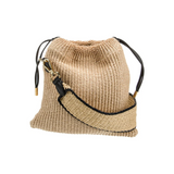FENDI SACK SMALL WOVEN STRAW BAG IN BEIGE