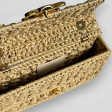 CLAUDE SHOULDER BAG WITH CHAIN IN RAFFIA WITH WOVEN EFFECT