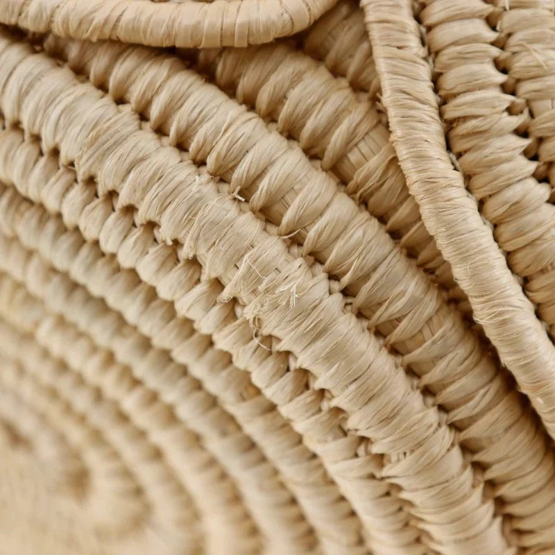 CELINE CLASSIC SMALL BASKET WITH WOVEN TRIOMPHE IN RAFFIA AND CALFSKIN