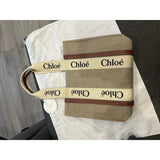 LARGE WOODY BAG IN LINEN BY CHLOÉ